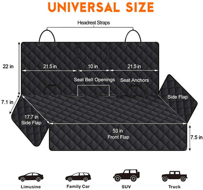 AlchemyPaw™ Waterproof Dog Car Seat Cover – Non-Slip Back Seat Protector for Cars & SUVs