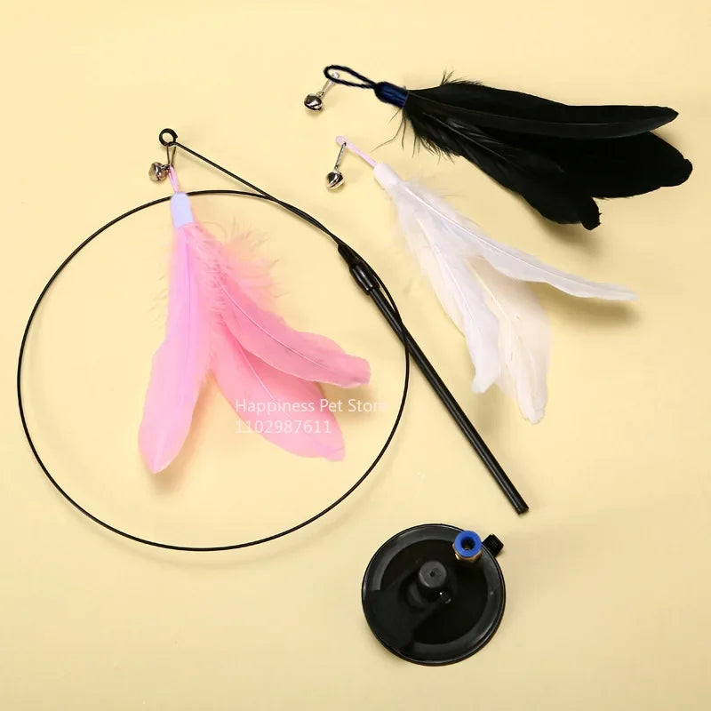 AlchemyPaw™ Interactive Cat Teaser Toy – Suction Cup Feather Wand for Endless Play