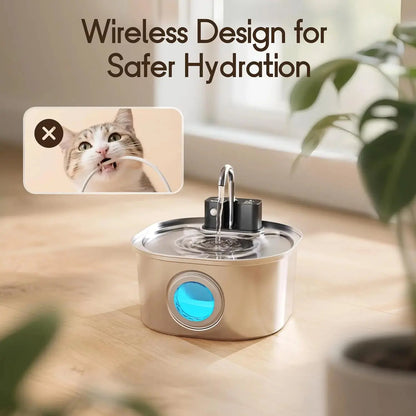 AlchemyPaw™ | Ultra-Silent Wireless Stainless Steel Pet Fountain (3L)