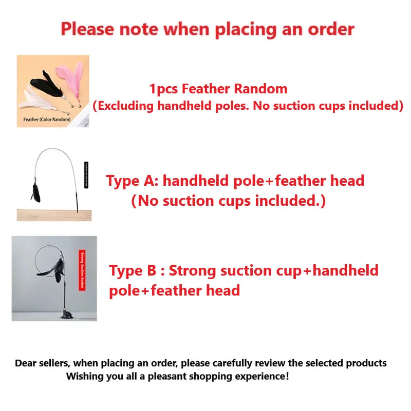 AlchemyPaw™ Interactive Cat Teaser Toy – Suction Cup Feather Wand for Endless Play