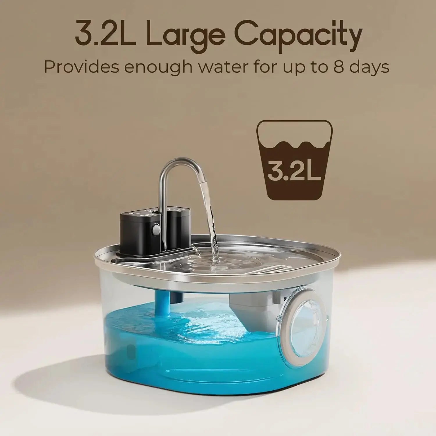 AlchemyPaw™ | Ultra-Silent Wireless Stainless Steel Pet Fountain (3L)
