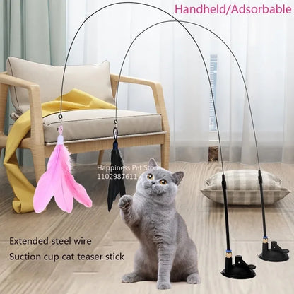 AlchemyPaw™ Interactive Cat Teaser Toy – Suction Cup Feather Wand for Endless Play