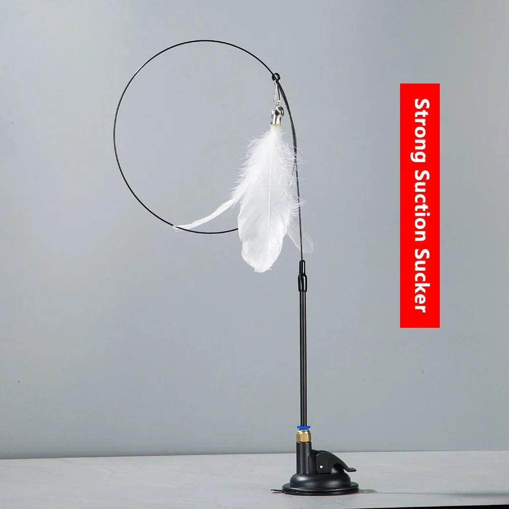 AlchemyPaw™ Interactive Cat Teaser Toy – Suction Cup Feather Wand for Endless Play