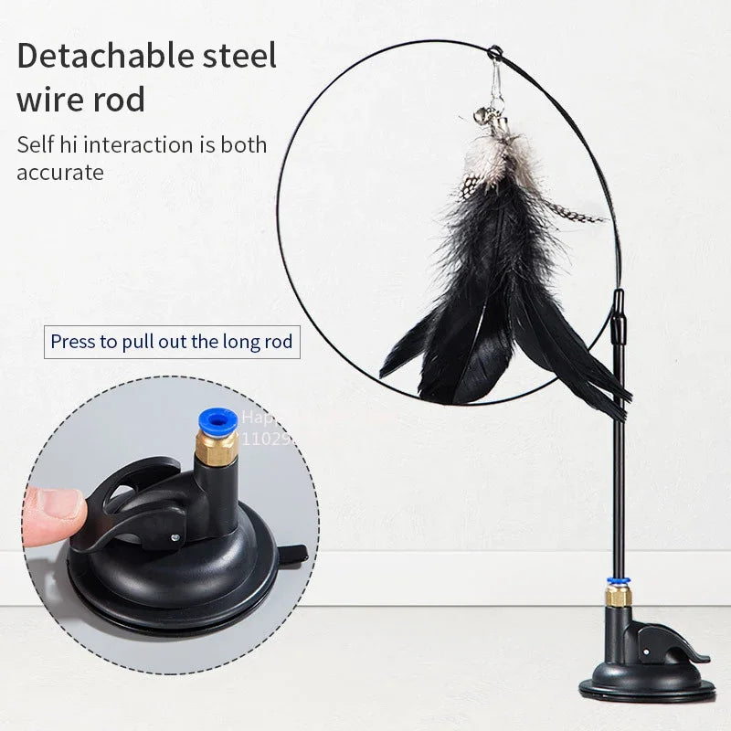 AlchemyPaw™ Interactive Cat Teaser Toy – Suction Cup Feather Wand for Endless Play