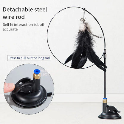 AlchemyPaw™ Interactive Cat Teaser Toy – Suction Cup Feather Wand for Endless Play