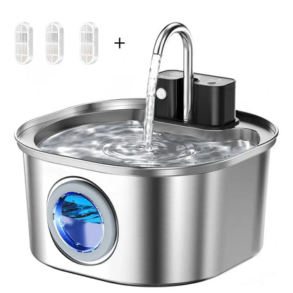 AlchemyPaw™ | Ultra-Silent Wireless Stainless Steel Pet Fountain (3L)