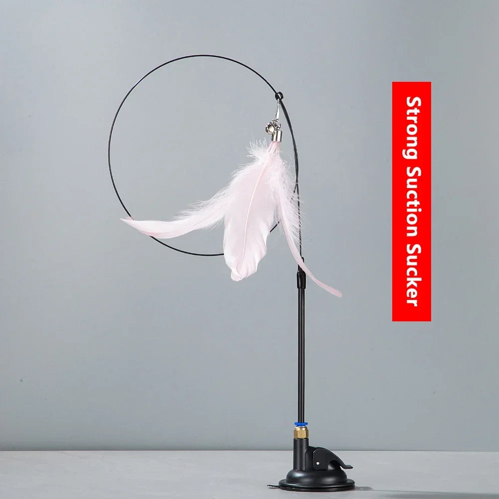AlchemyPaw™ Interactive Cat Teaser Toy – Suction Cup Feather Wand for Endless Play