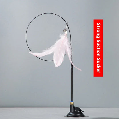 AlchemyPaw™ Interactive Cat Teaser Toy – Suction Cup Feather Wand for Endless Play