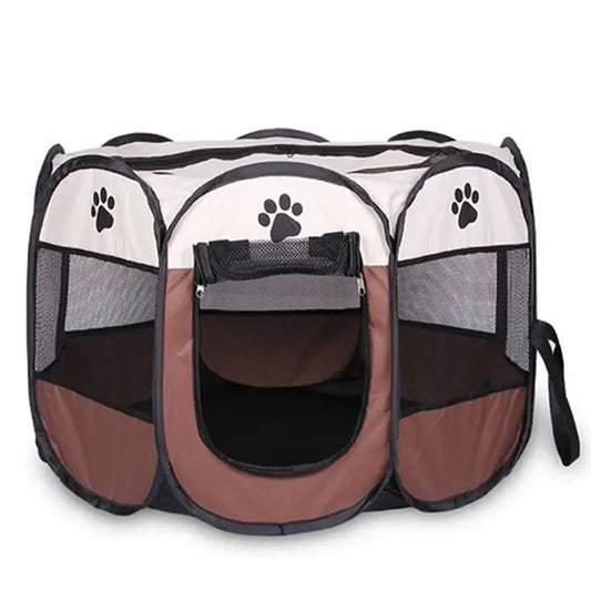 AlchemyPaw™ Foldable Pet Playpen – Breathable Indoor Play Tent for Cats & Small Dogs