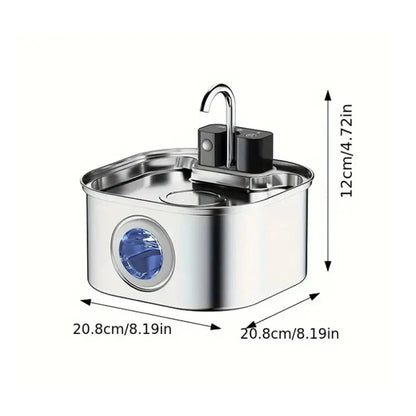 AlchemyPaw™ | Ultra-Silent Wireless Stainless Steel Pet Fountain (3L)