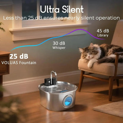 AlchemyPaw™ | Ultra-Silent Wireless Stainless Steel Pet Fountain (3L)