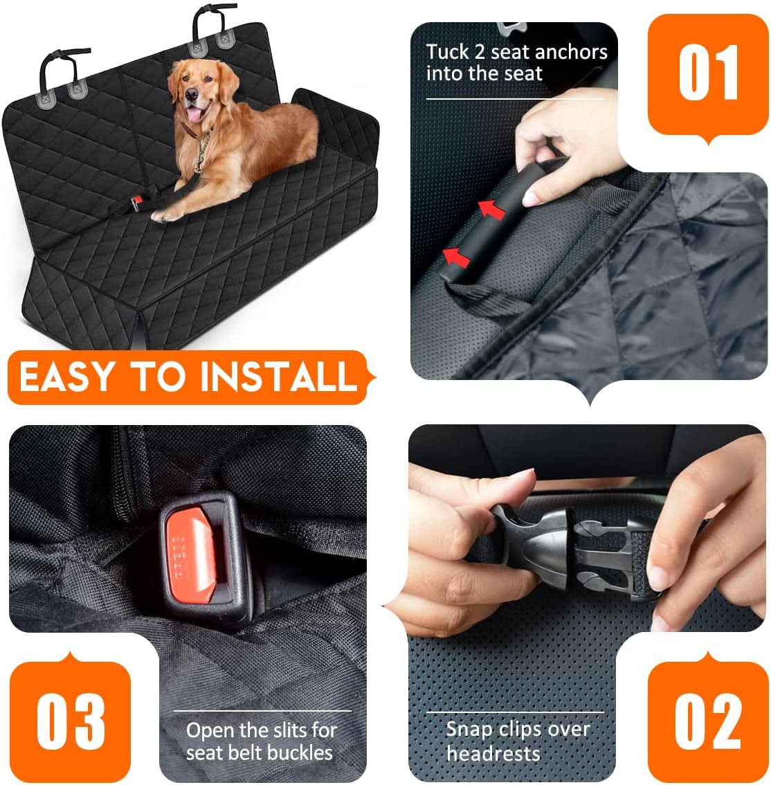 AlchemyPaw™ Waterproof Dog Car Seat Cover – Non-Slip Back Seat Protector for Cars & SUVs